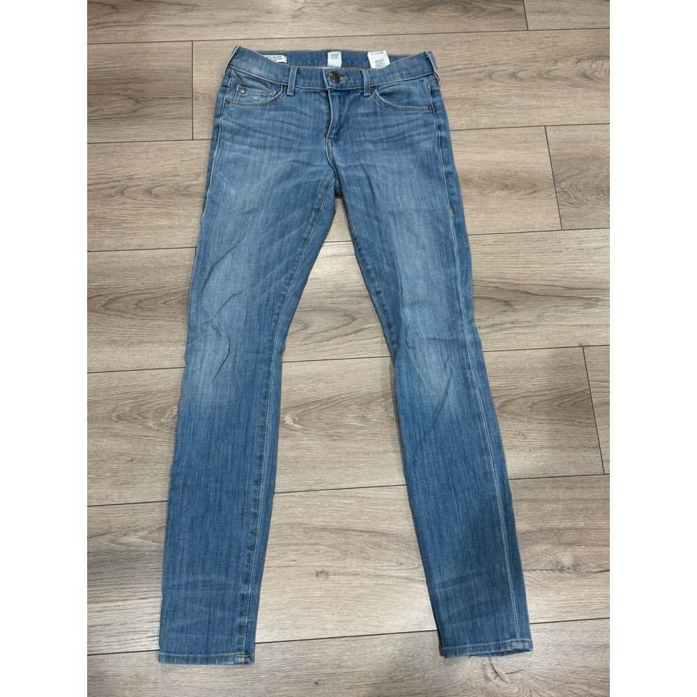 True Religion Halle Mid Rise Super Skinny Jeans Blue Denim Size 25